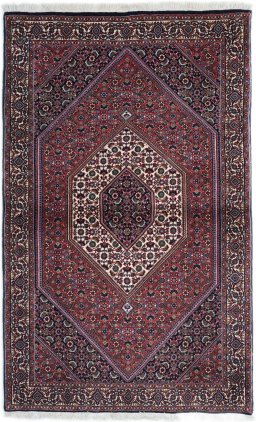 Full view of New Bijar rug from Iran / Persia, 183 × 114 cm in Multi Color tones
