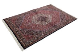 Close-up detail of New Bijar rug from Iran / Persia showing Wool weave