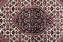 Close-up detail of New Bijar rug from Iran / Persia showing Wool weave