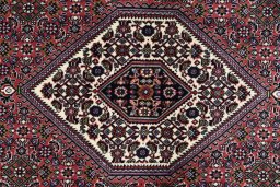 Close-up detail of New Bijar rug from Iran / Persia showing Wool weave