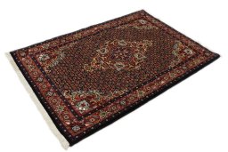 Corner detail of New Bijar rug showing border pattern and Wool pile