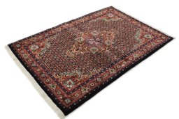 Close-up detail of New Bijar rug from Iran / Persia showing Wool weave