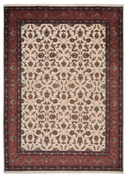 Full view of New Bijar rug from Iran / Persia, 344 × 248 cm in Beige tones