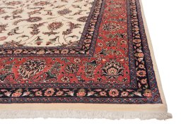 Backside of handmade New Bijar rug showing knot structure and weave density