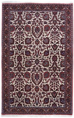 Full view of New Bijar rug from Iran / Persia, 175 × 110 cm in White tones