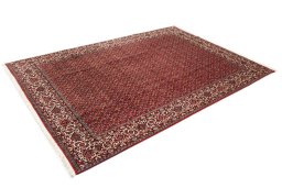 Close-up detail of New Bijar rug from Iran / Persia showing Wool weave