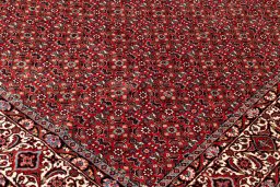 Backside of handmade New Bijar rug showing knot structure and weave density