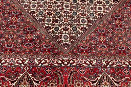 Close-up detail of New Bijar rug from Iran / Persia showing Wool weave