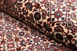 Close-up detail of New Bijar rug from Iran / Persia showing Wool weave
