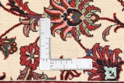 Backside of handmade New Bijar rug showing knot structure and weave density