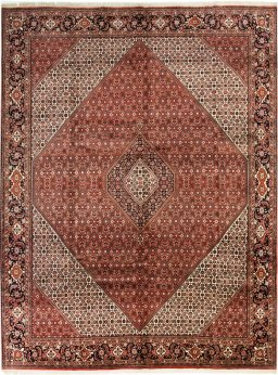 Full view of New Bijar rug from Iran / Persia, 393 × 300 cm in Red tones