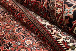 Close-up detail of New Bijar rug from Iran / Persia showing Wool weave
