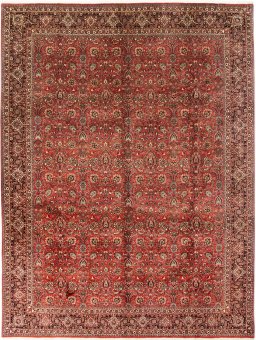Full view of New Bijar rug from Iran / Persia, 395 × 300 cm in Red tones