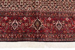 Close-up detail of New Bijar rug from Iran / Persia showing Wool weave