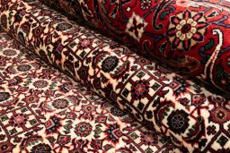 Surface texture of New Bijar rug with natural Wool and intricate pattern