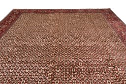 Full view of New Bijar rug from Iran / Persia, 402 × 300 cm in Beige tones