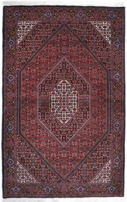 Full view of New Bijar rug from Iran / Persia, 178 × 113 cm in Red tones
