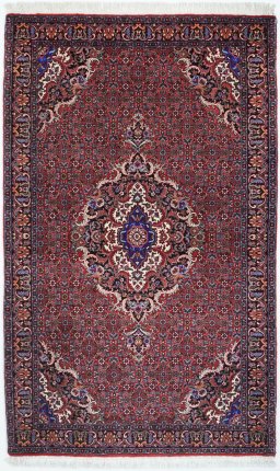 Full view of New Bijar rug from Iran / Persia, 185 × 113 cm in Multi Color tones