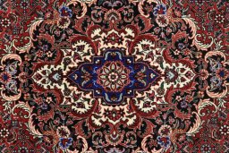 Close-up detail of New Bijar rug from Iran / Persia showing Wool weave