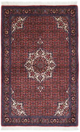 Full view of New Bijar rug from Iran / Persia, 150 × 95 cm in Multi Color tones