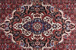 Close-up detail of New Bijar rug from Iran / Persia showing Wool weave