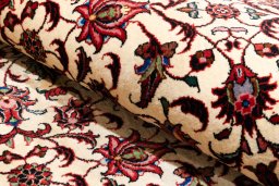 Close-up detail of New Bijar rug from Iran / Persia showing Wool weave
