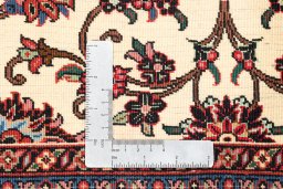 Backside of handmade New Bijar rug showing knot structure and weave density