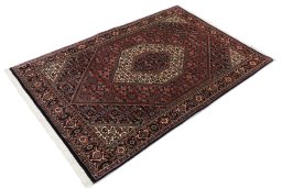 Close-up detail of New Bijar rug from Iran / Persia showing Wool weave