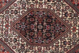 Close-up detail of New Bijar rug from Iran / Persia showing Wool weave