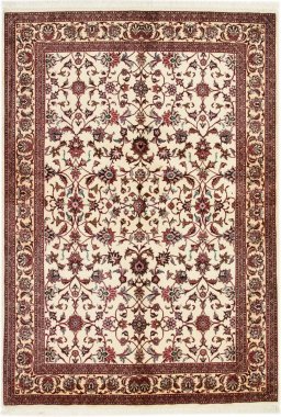 Full view of New Bijar rug from Iran / Persia, 217 × 150 cm in Beige tones