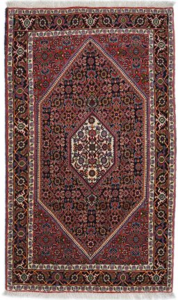 Full view of New Bijar rug from Iran / Persia, 150 × 91 cm in Multi Color tones