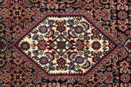 Close-up detail of New Bijar rug from Iran / Persia showing Wool weave