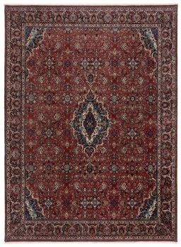 Full view of New Bijar rug from Iran / Persia, 425 × 305 cm in Multi Color tones