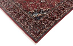 Corner detail of New Bijar rug showing border pattern and Wool pile