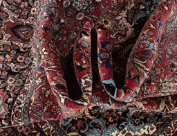 Surface texture of New Bijar rug with natural Wool and intricate pattern