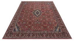 Backside of handmade New Bijar rug showing knot structure and weave density