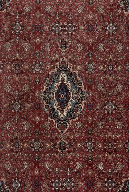 Close-up detail of New Bijar rug from Iran / Persia showing Wool weave