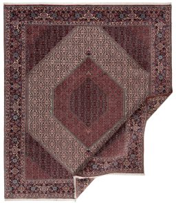 Close-up detail of New Bijar rug from Iran / Persia showing Wool weave