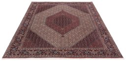 Backside of handmade New Bijar rug showing knot structure and weave density