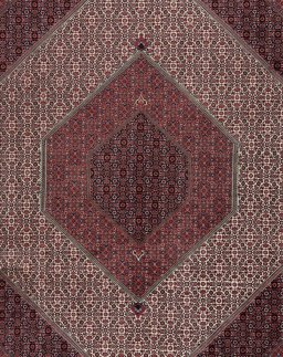 Close-up detail of New Bijar rug from Iran / Persia showing Wool weave