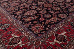 Corner detail of New Bijar rug showing border pattern and Wool pile