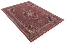 Backside of handmade New Bijar rug showing knot structure and weave density