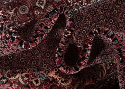 Close-up detail of New Bijar rug from Iran / Persia showing Wool weave