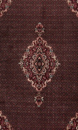 Corner detail of New Bijar rug showing border pattern and Wool pile
