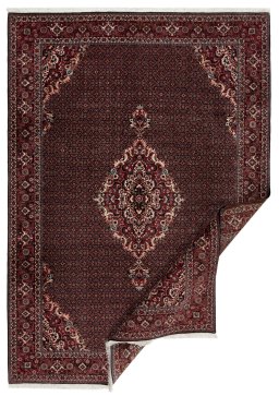 Close-up detail of New Bijar rug from Iran / Persia showing Wool weave