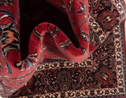 Corner detail of New Bijar rug showing border pattern and Wool pile