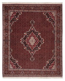 Full view of New Bijar rug from Iran / Persia, 312 × 253 cm in Multi Color tones