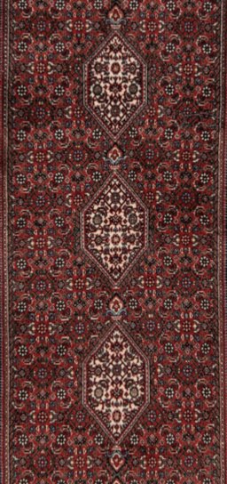 Close-up detail of New Bijar rug from Iran / Persia showing Wool weave