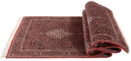 Corner detail of New Bijar rug showing border pattern and Wool pile