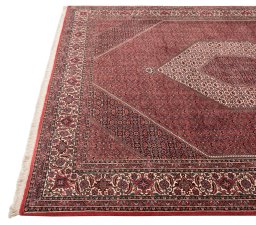 Close-up detail of New Bijar rug from Iran / Persia showing Wool weave
